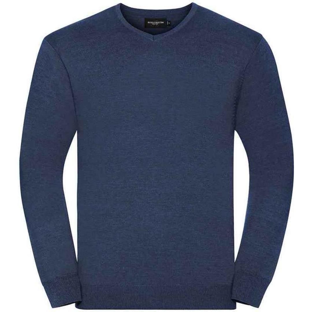Russell Collection Cotton Acrylic V Neck Sweater