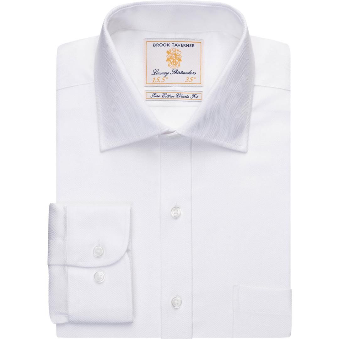 Brook Taverner - Altare Single Cuff Shirt Cotton Herringbone - 7655