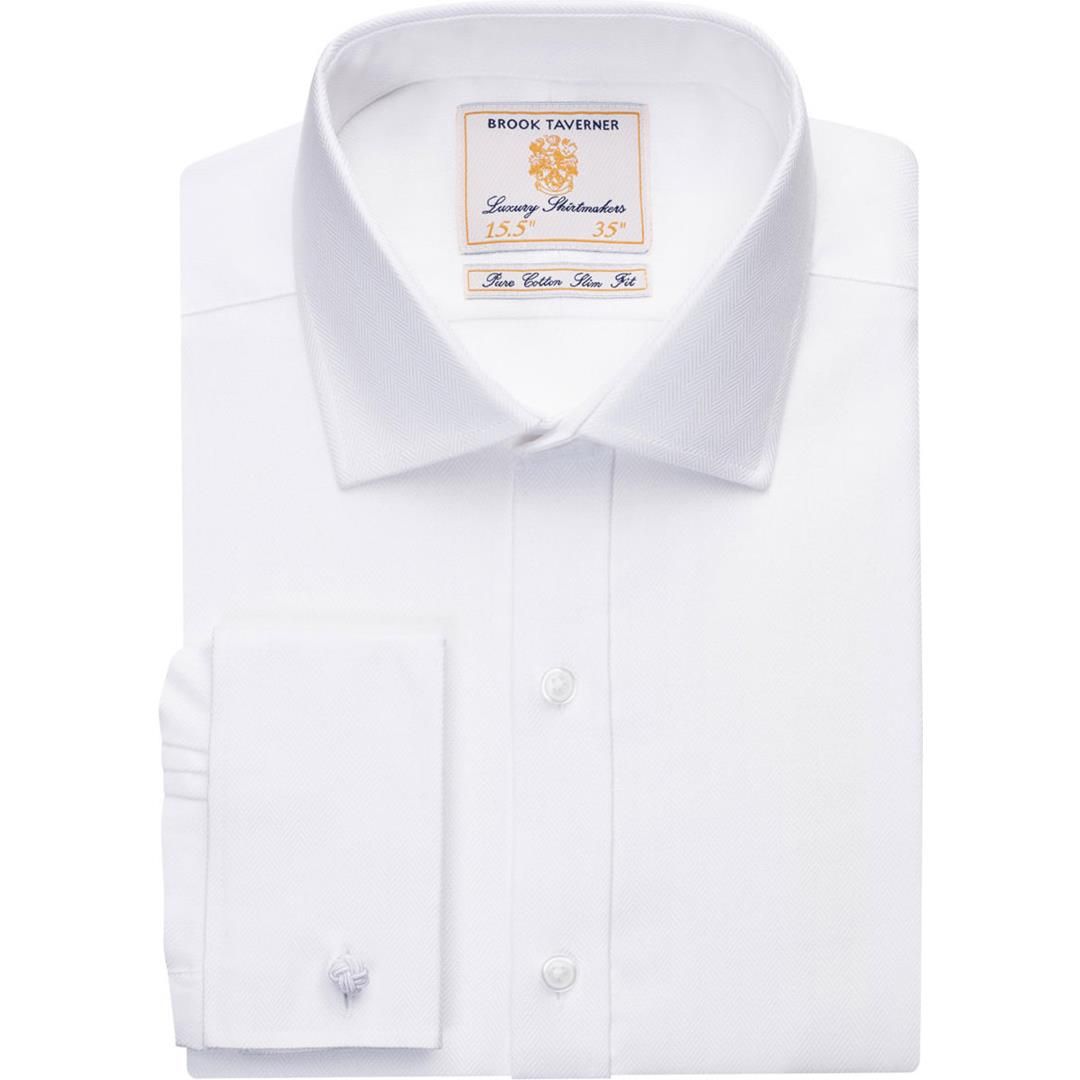 Brook Taverner - Prato Slim Fit Shirt Cotton Herringbone - 7720