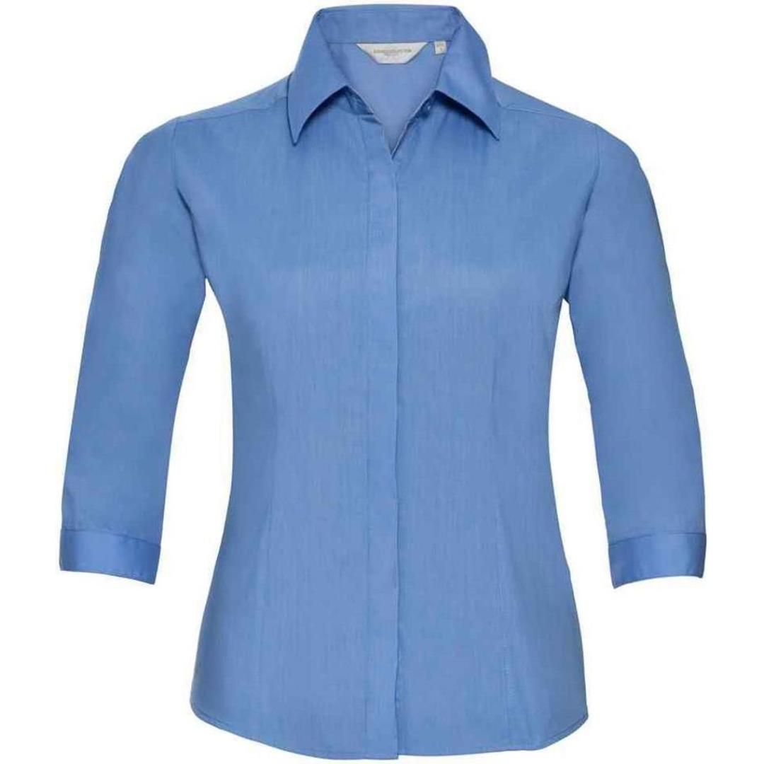 Russell Collection Ladies 3/4 Sleeve Fitted Poplin Shirt