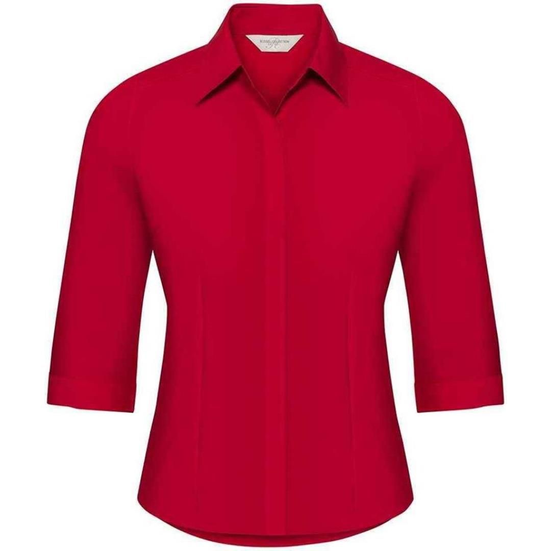 Russell Collection Ladies 3/4 Sleeve Fitted Poplin Shirt