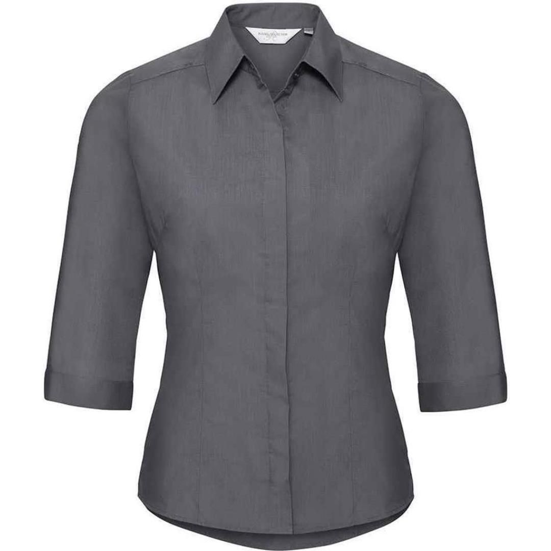 Russell Collection Ladies 3/4 Sleeve Fitted Poplin Shirt