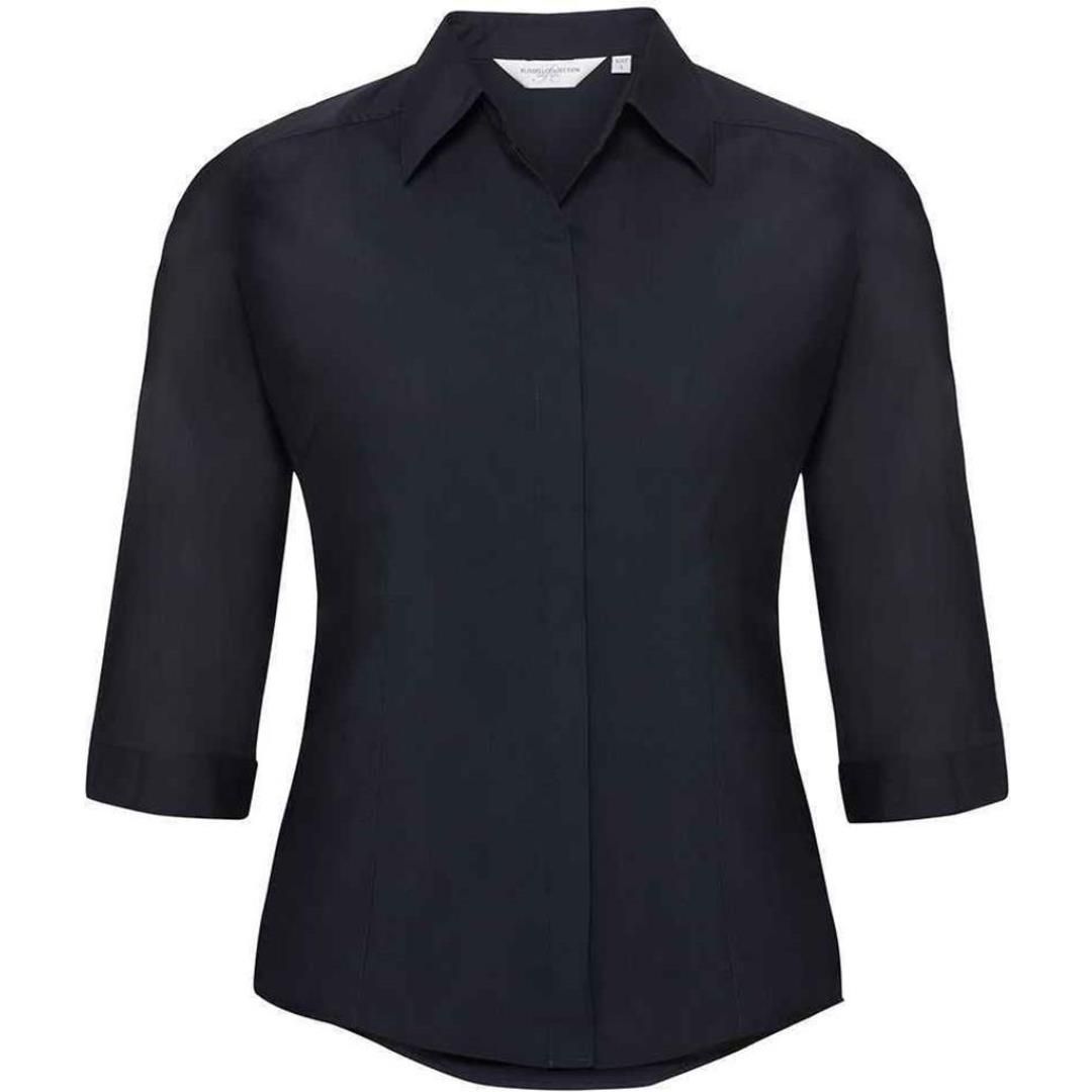 Russell Collection Ladies 3/4 Sleeve Fitted Poplin Shirt