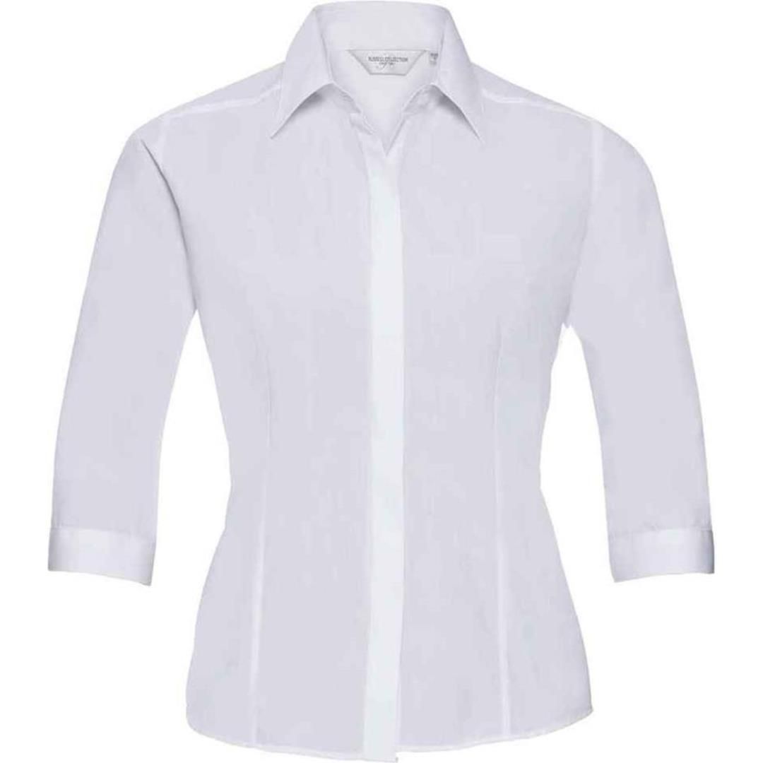 Russell Collection Ladies 3/4 Sleeve Fitted Poplin Shirt