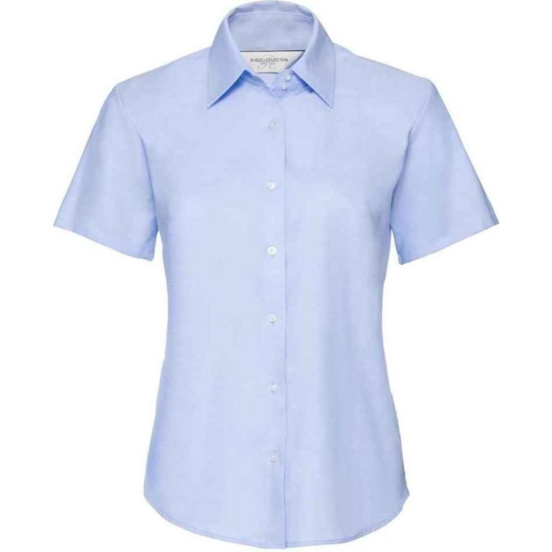 Russell Collection Ladies Short Sleeve Easy Care Oxford Shirt