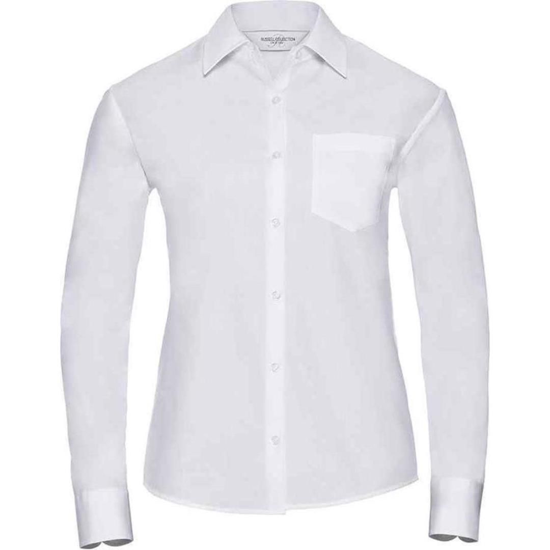 Russell Collection Ladies Long Sleeve Easy Care Cotton Poplin Shirt