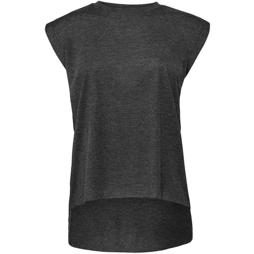 Bella Ladies Flowy Rolled Cuff Muscle T-Shirt