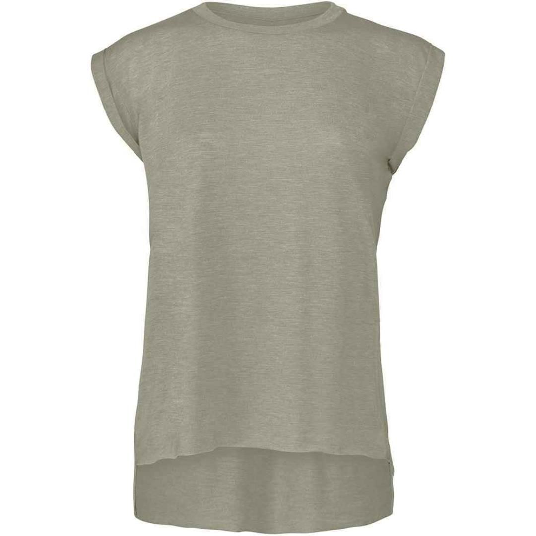 Bella Ladies Flowy Rolled Cuff Muscle T-Shirt