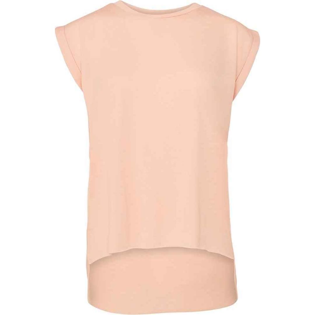 Bella Ladies Flowy Rolled Cuff Muscle T-Shirt