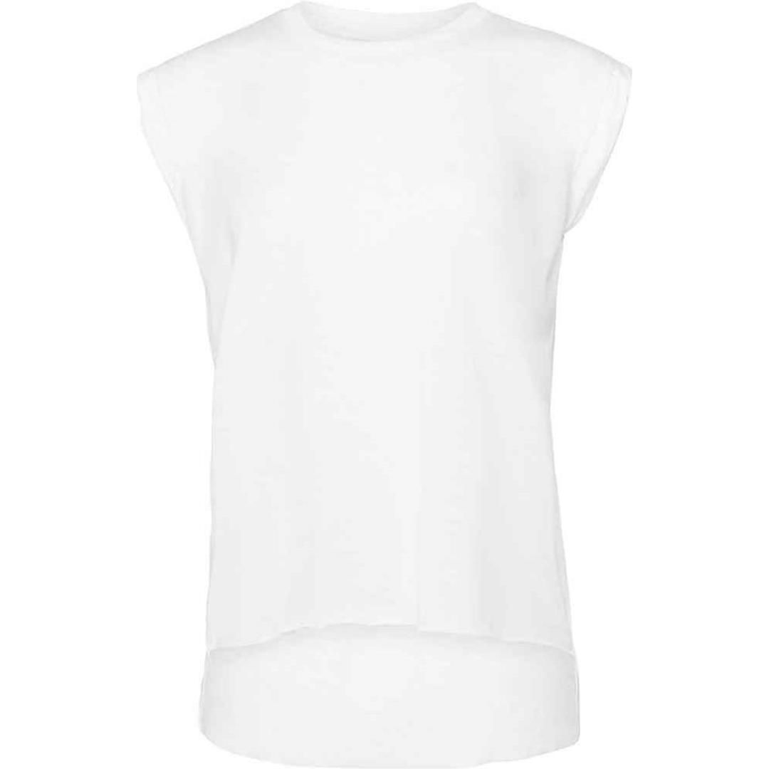 Bella Ladies Flowy Rolled Cuff Muscle T-Shirt