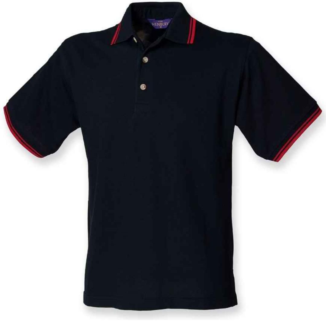 Henbury Contrast Double Tipped Cotton Piqué Polo Shirt