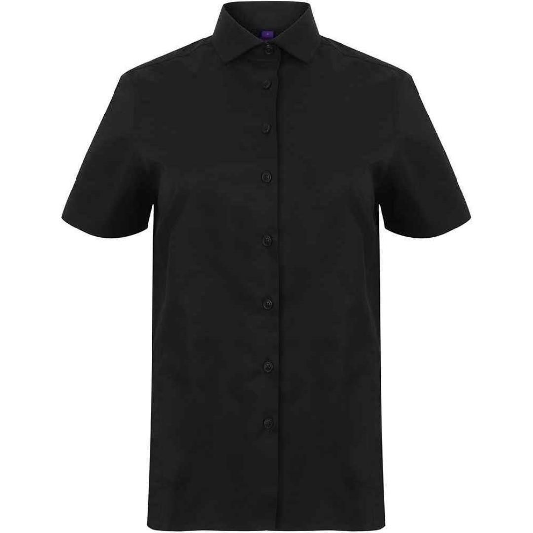 Henbury Ladies Short Sleeve Stretch Poplin Shirt