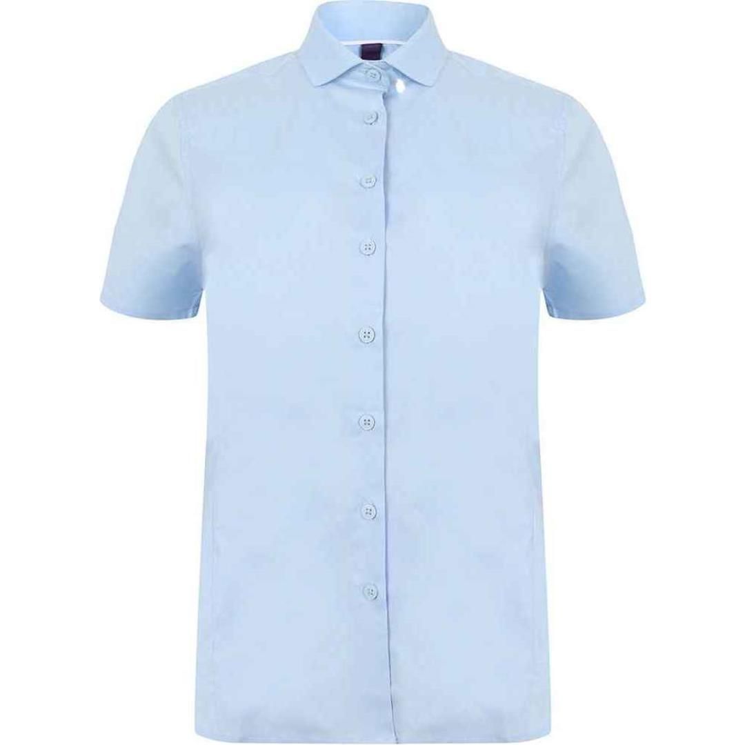 Henbury Ladies Short Sleeve Stretch Poplin Shirt