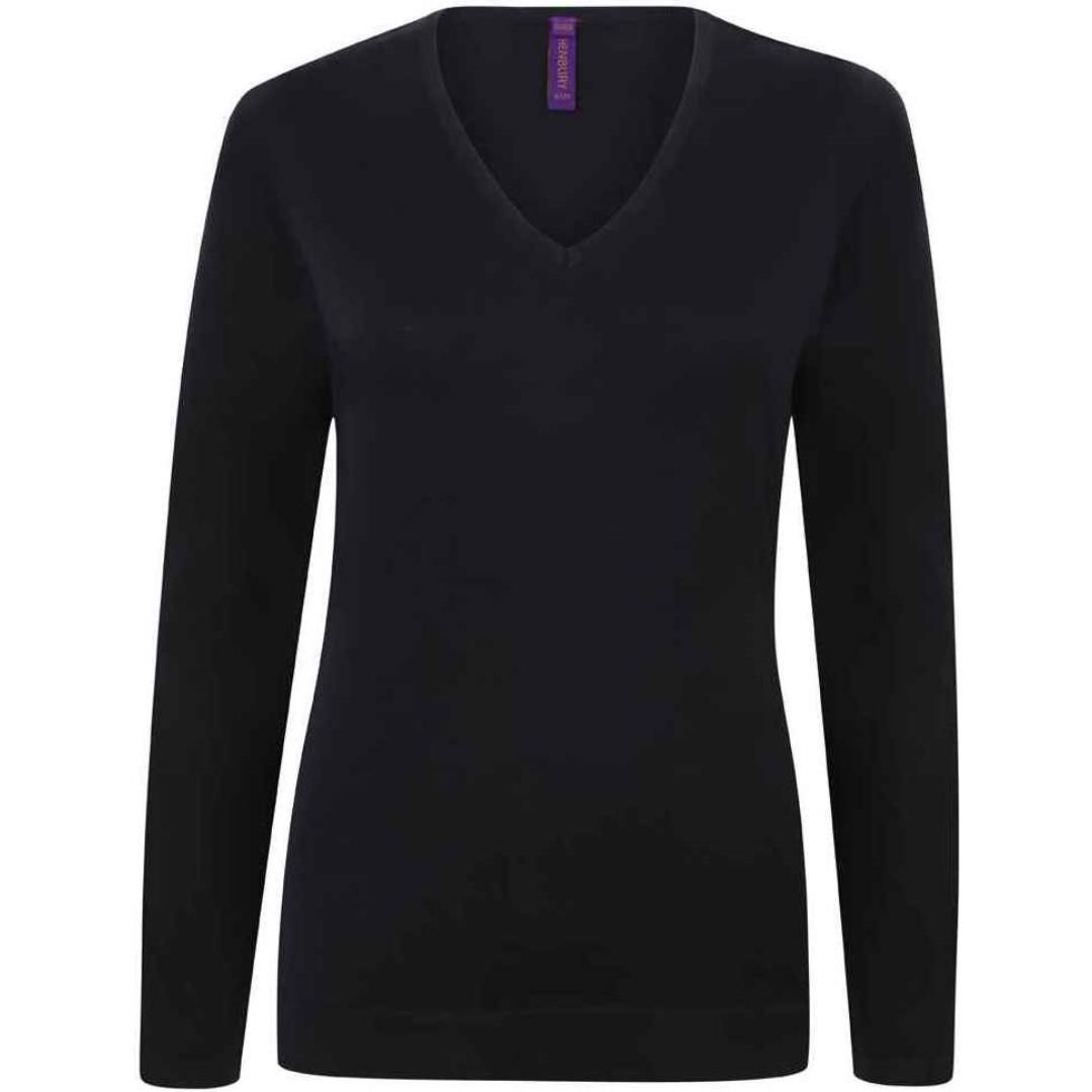 Henbury Ladies Lightweight Cotton Acrylic V Neck Sweater