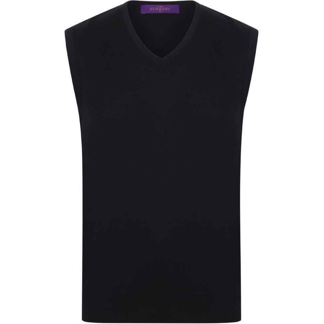Henbury Lightweight Sleeveless Cotton Acrylic V Neck Sweater