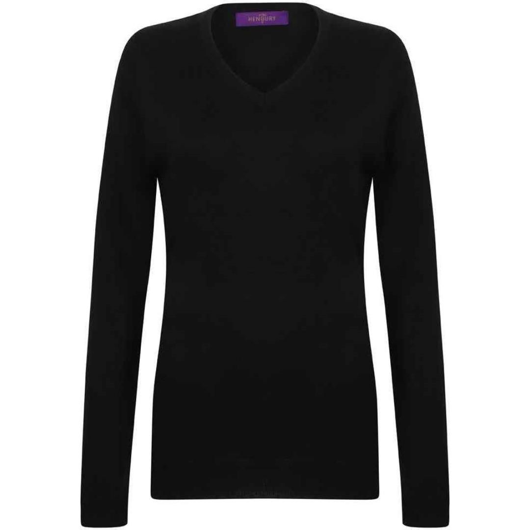 Henbury Ladies Acrylic V Neck Sweater