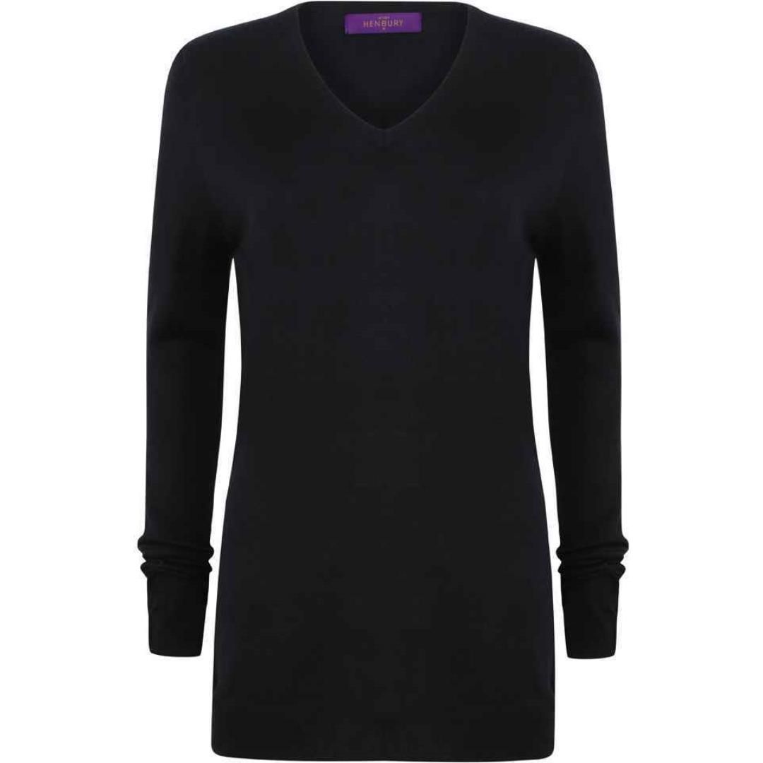 Henbury Ladies Acrylic V Neck Sweater