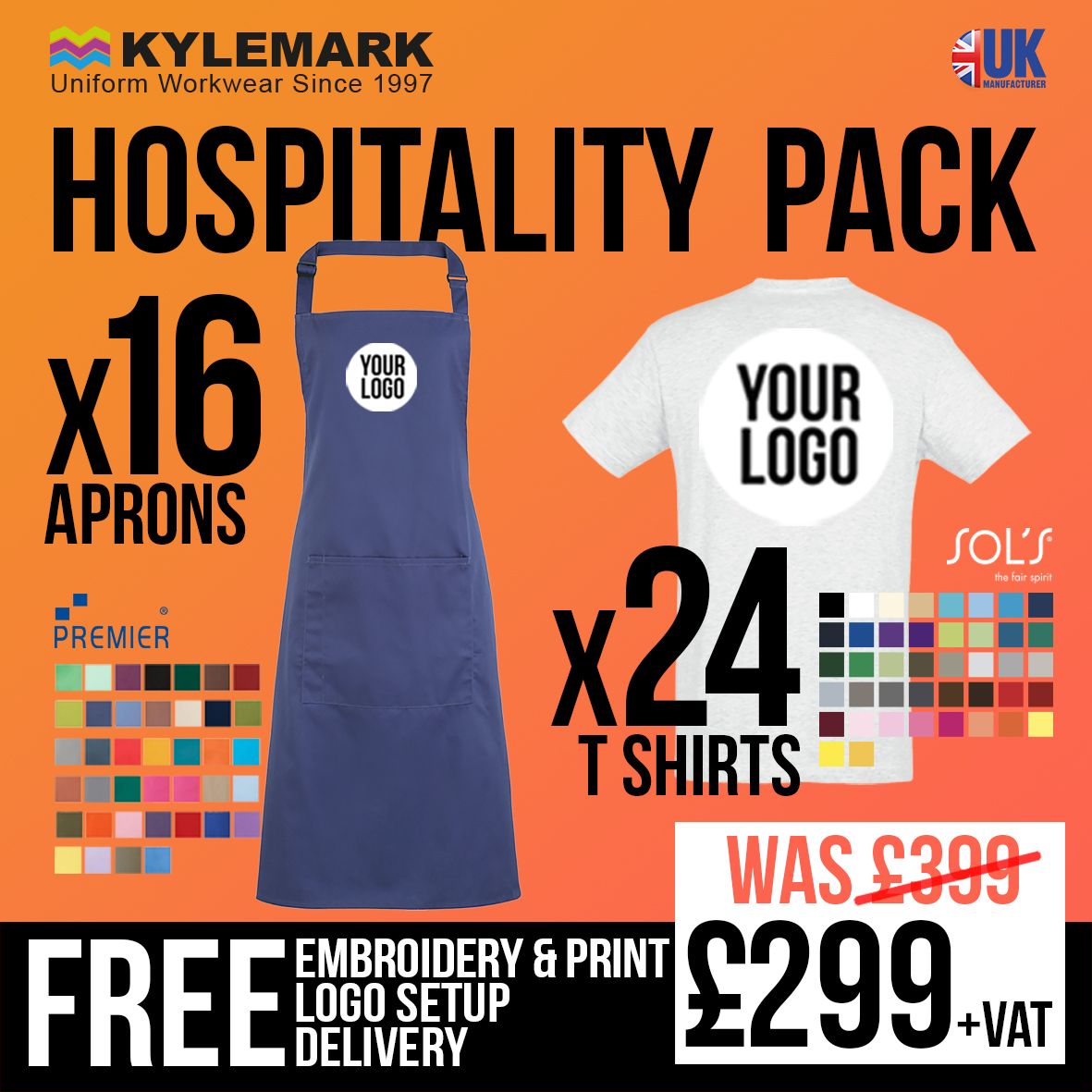 Apron & T-Shirt - Workwear Pack - Includes Free Logo