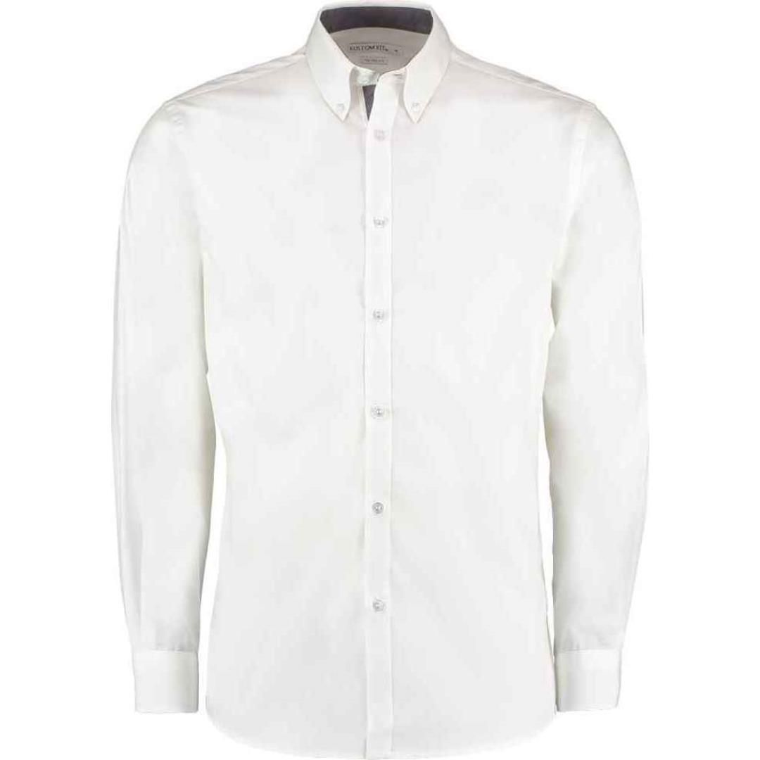 Kustom Kit Premium Long Sleeve Contrast Tailored Oxford Shirt