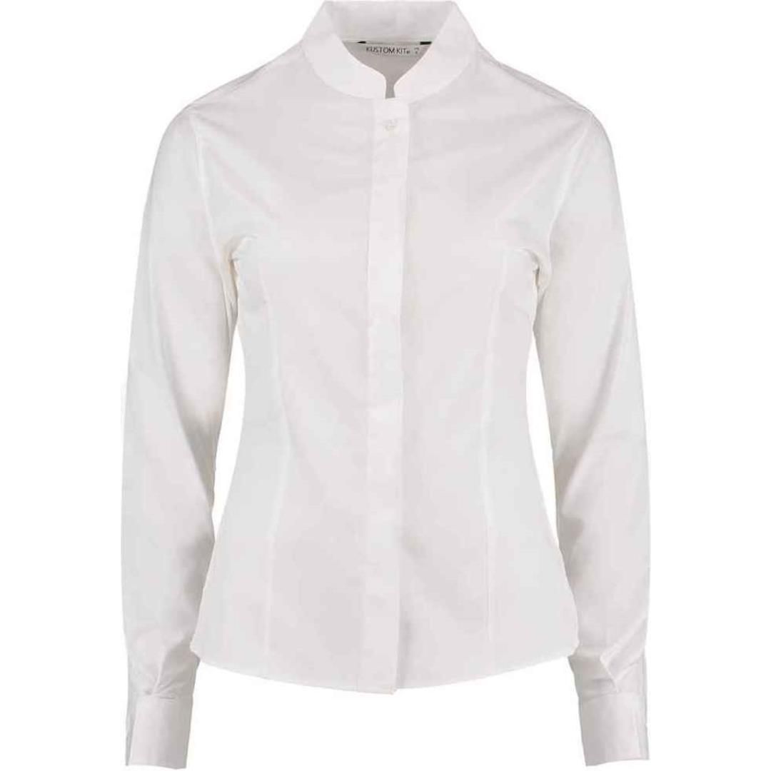 Kustom Kit Ladies Long Sleeve Tailored Mandarin Collar Shirt