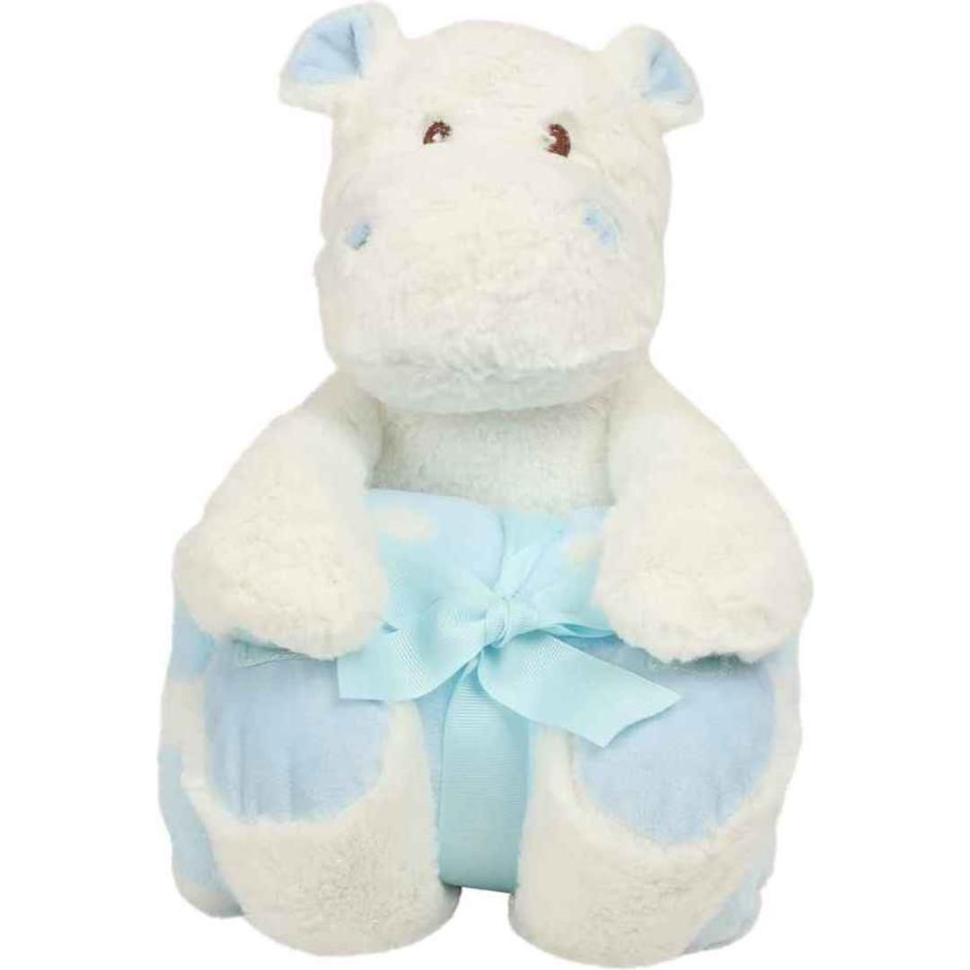 Mumbles Hippo with Printed Fleece Blanket