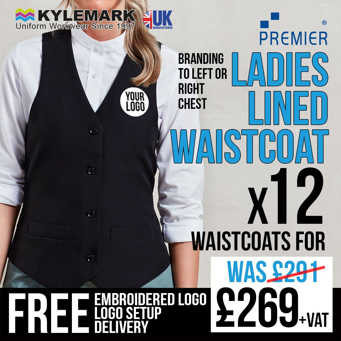 Multi Deal - Premier Ladies Lined Waistcoat