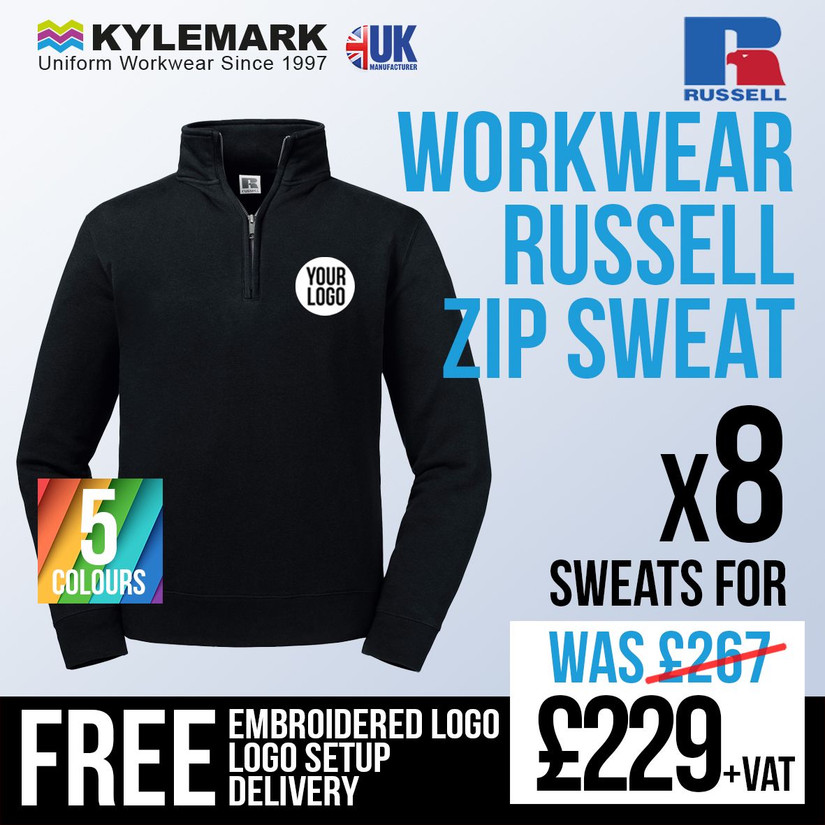 Multi Deal - Russell Authentic Zip Neck Sweatshirt
